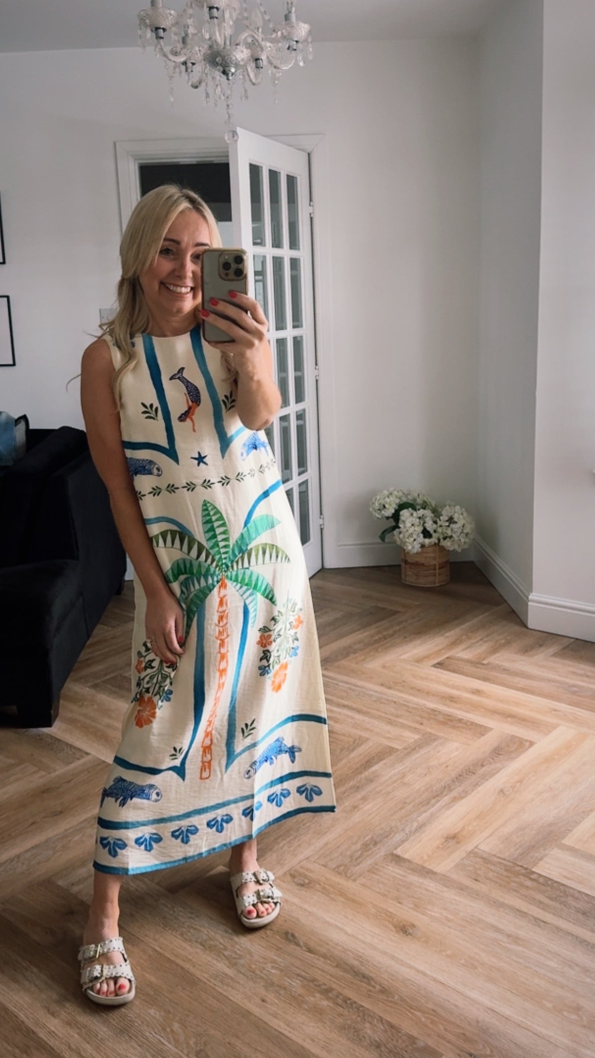 Palm Print Midi Dress