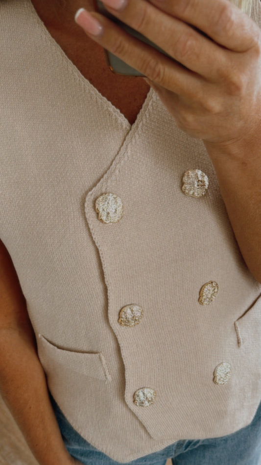 Jessica Fine Knit Vest | Cream