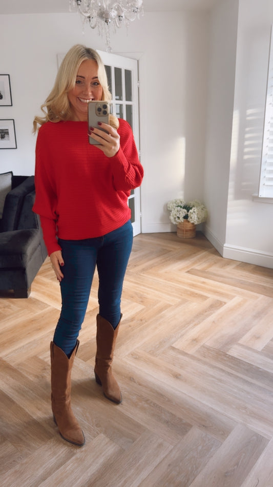 Megan Ribbed Jumper | Red