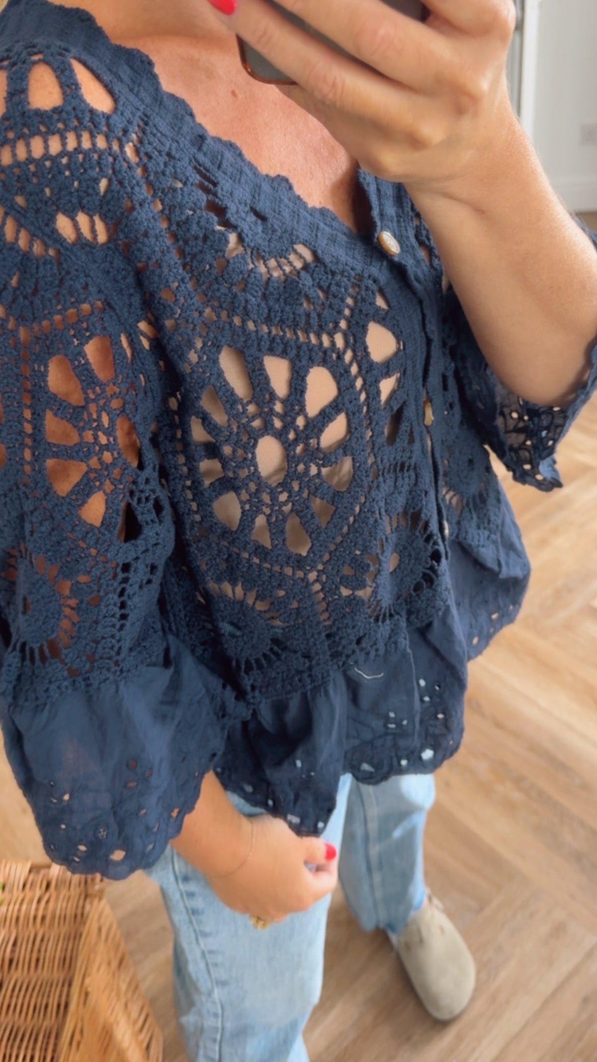 Sienna Crochet Cardigan | Navy
