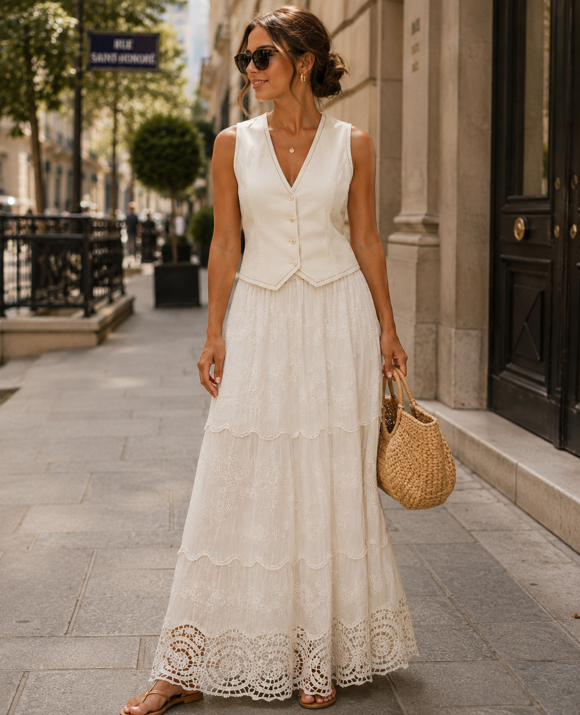 Annabella Crochet Skirt | White