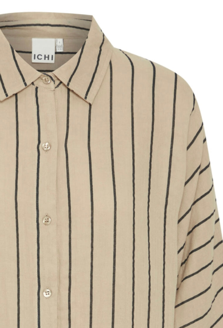 Foxa Striped Beach Shirt | Doeskin & Black
