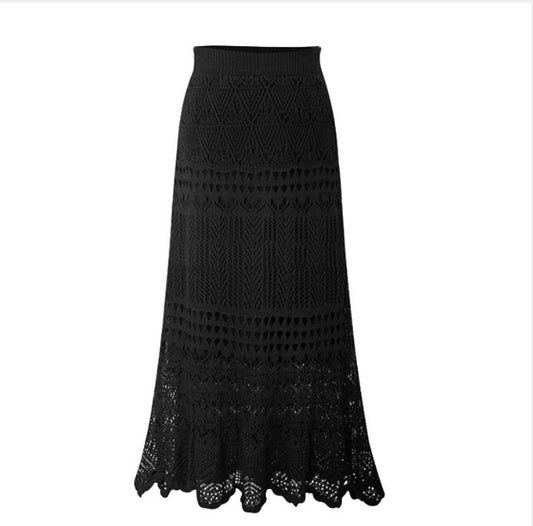 Crochet Maxi Skirt | Black