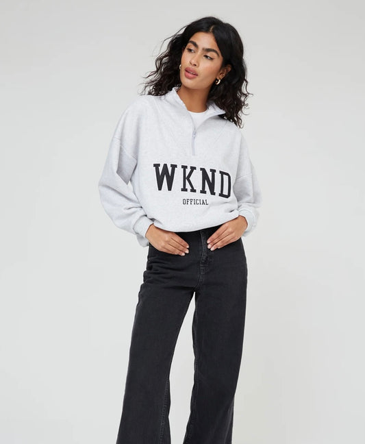 WKND GIRL Half Zip Sweat | Grey