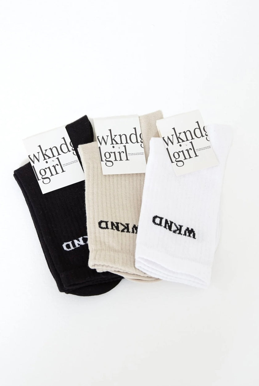 WKND GIRL SOCKS | Black, White & Cream