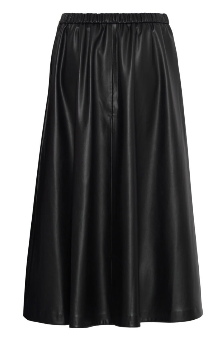 Faux Leather Midi Skirt | Black