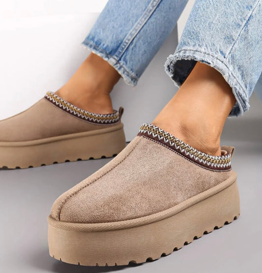 Faux Suede Slippers | Stone