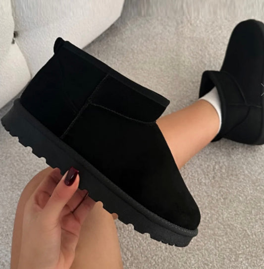 Faux Suede Ultra Mini Boots | Black