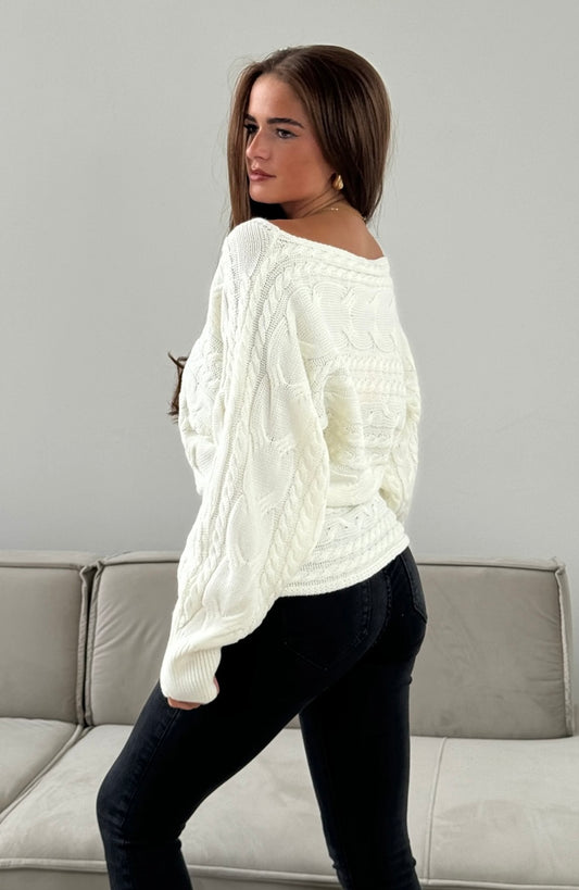 Christy Cable Knit Jumper | Warm Cream