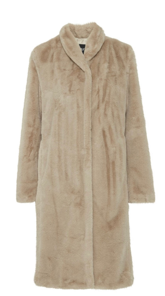 Harriet Faux Fur Coat | Beige