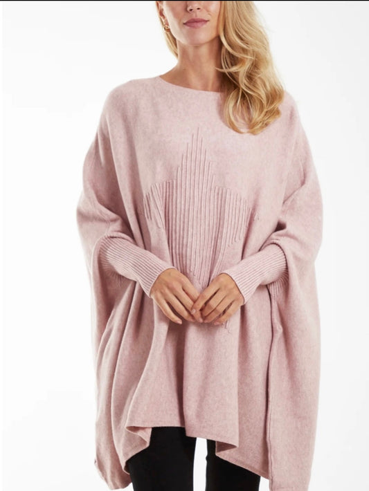 Star Ribbed Poncho Knit | Blush