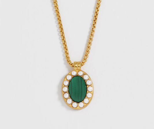 Portrait Pendant Necklace | Malachite