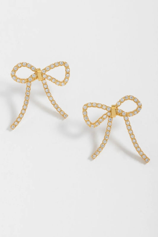 Bow Tennis Chain Earrings | Gold Plated