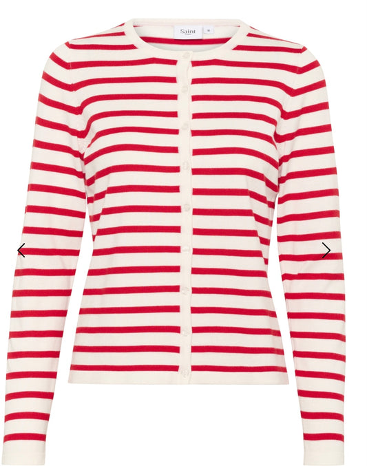 Mila Striped Cardigan | Red & White