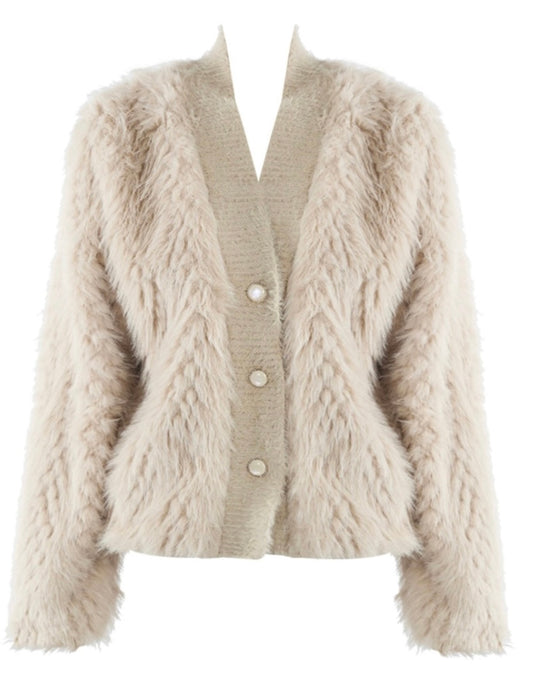 Sadie Faux Fur Coatigan | Stone