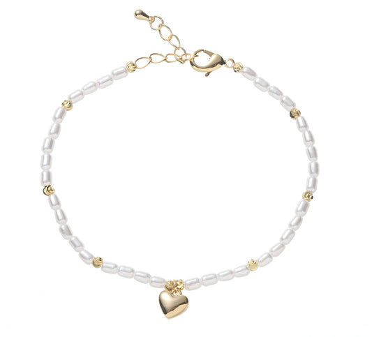 Heart Bracelet | Pearl & Gold
