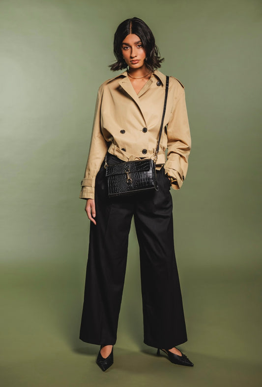 Flap Over Shoulder Bag | Black