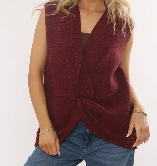 Lorraine Knitted Vest | Burgandy