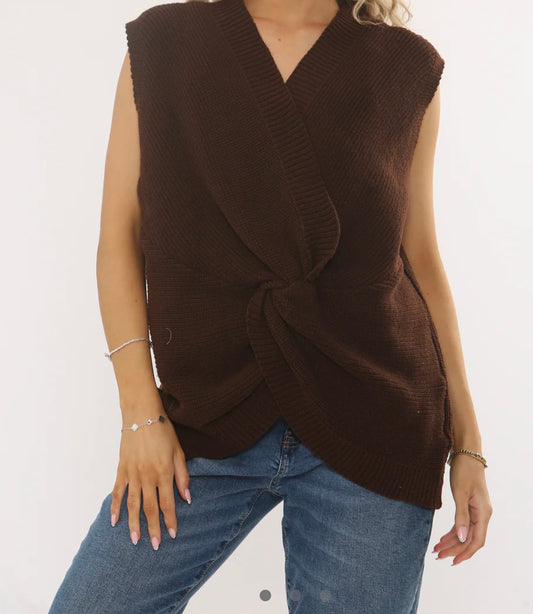 Lorraine Knitted Vest | Chocolate