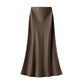 Iris Satin Slip Skirt | Chocolate