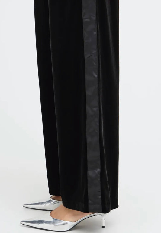 Valentina Velvet Side Stripe Pants | Black