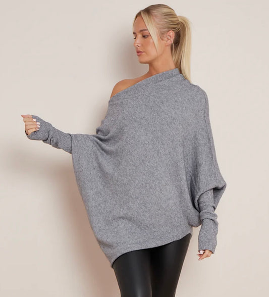 Rachel Asymetrical Knit | Grey