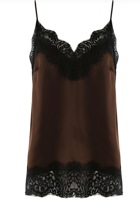 Libby Lace Trim Camisole | Chocolate & Black