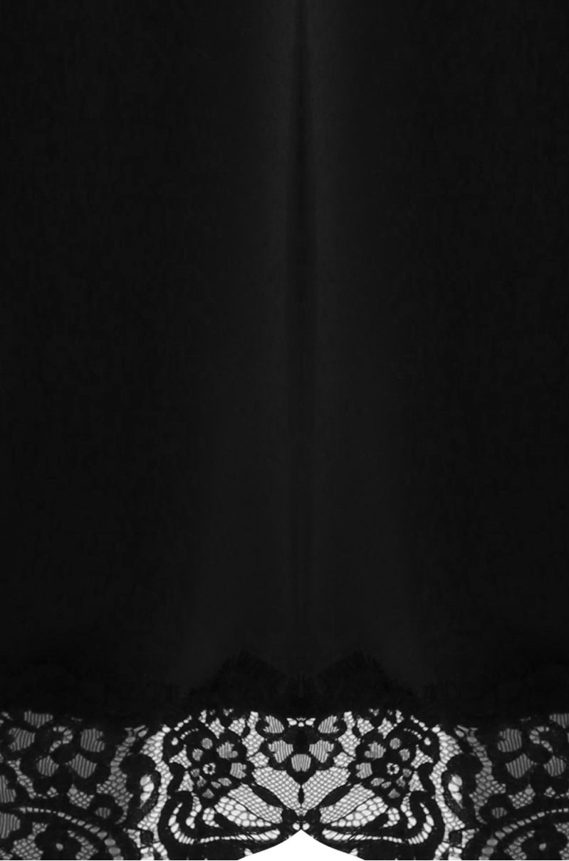 Libby Lace Trim Satin Slip Skirt | Black