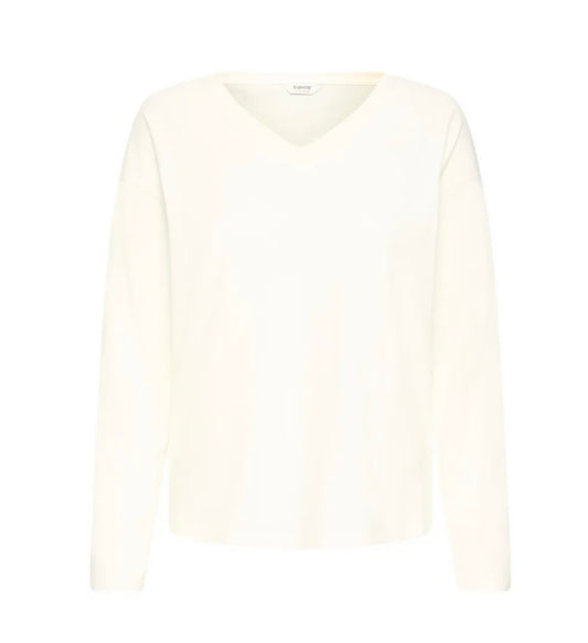Mila Long Sleeved V Neck TShirt | Soft White