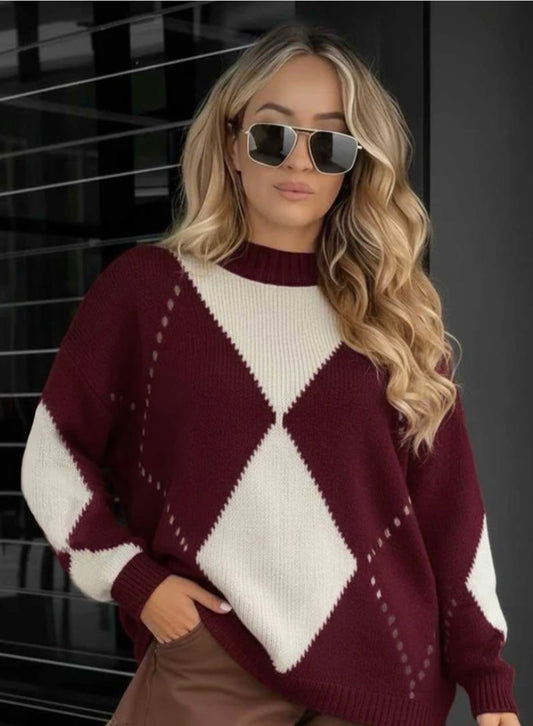 Jax Geometric Knit | Wine