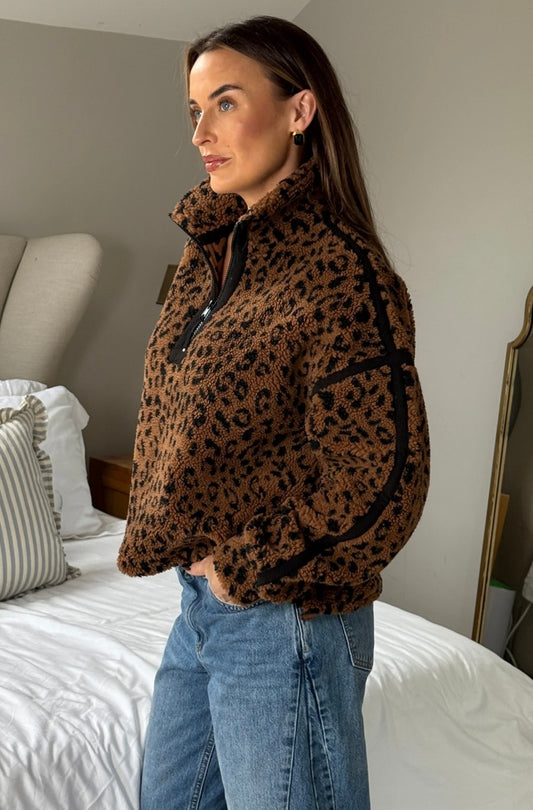 Lola Quarter Zip | Leopard Print