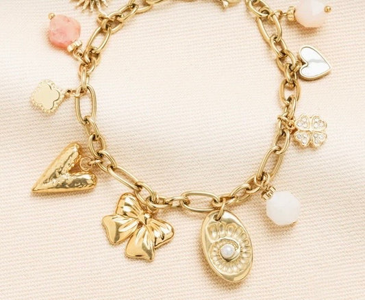Azure Chunky Charm Bracelet | Gold