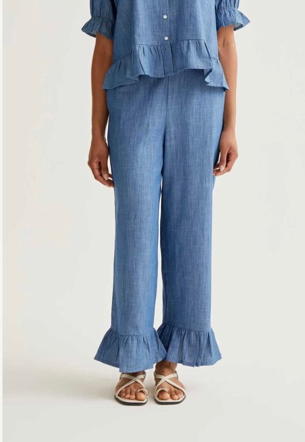 Maria Frill Trousers | Chambray
