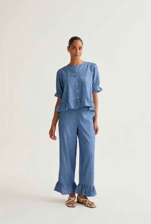 Maria Frill Shirt | Chambray