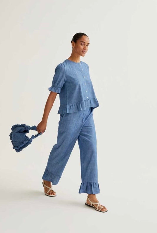 Maria Frill Trousers | Chambray