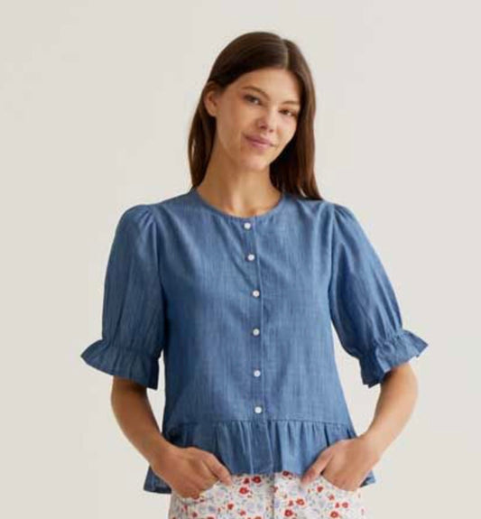 Maria Frill Shirt | Chambray