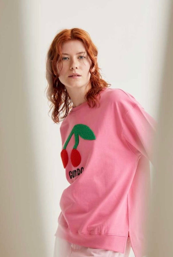 Cherry Sweatshirt | Bubblegum Pink