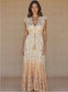 Naxos Ruffle Shoulder Maxi Dress | Beige