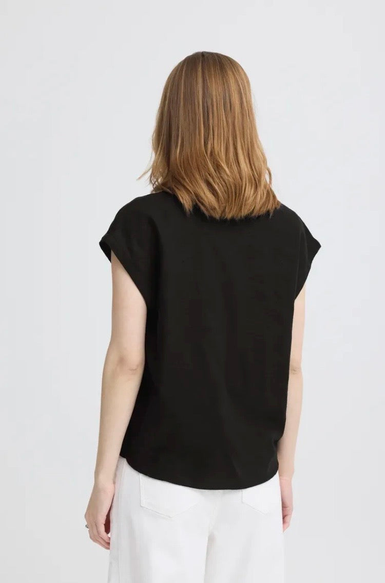 Lena Linen Mix Top | Black