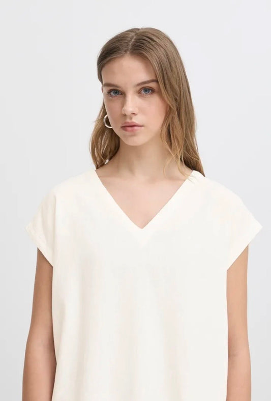 Lena Linen Mix Top | Soft White