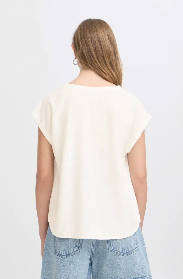 Lena Linen Mix Top | Soft White