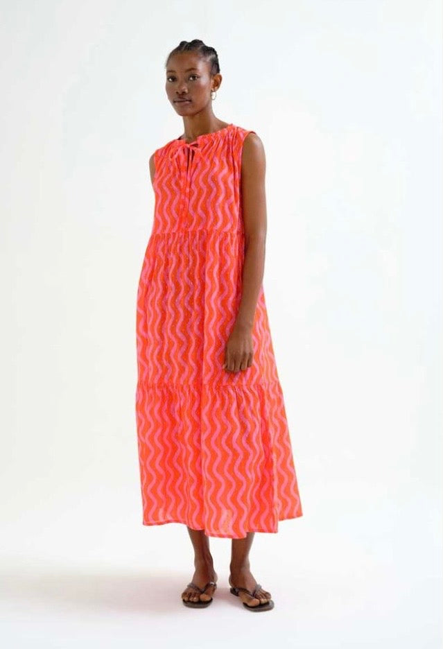 Farah Wave Dress | Red & Pink