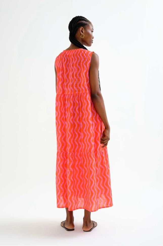 Farah Wave Dress | Red & Pink