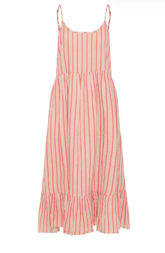 Poly Midi Stripe Dress