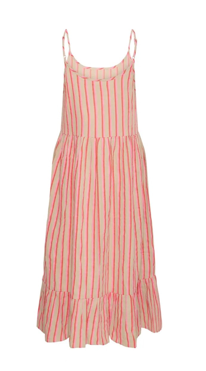 Poly Midi Stripe Dress