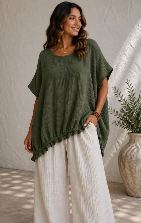 Lucy Cotton Top | Khaki