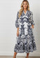 Neve Tiered Dress | White & Navy