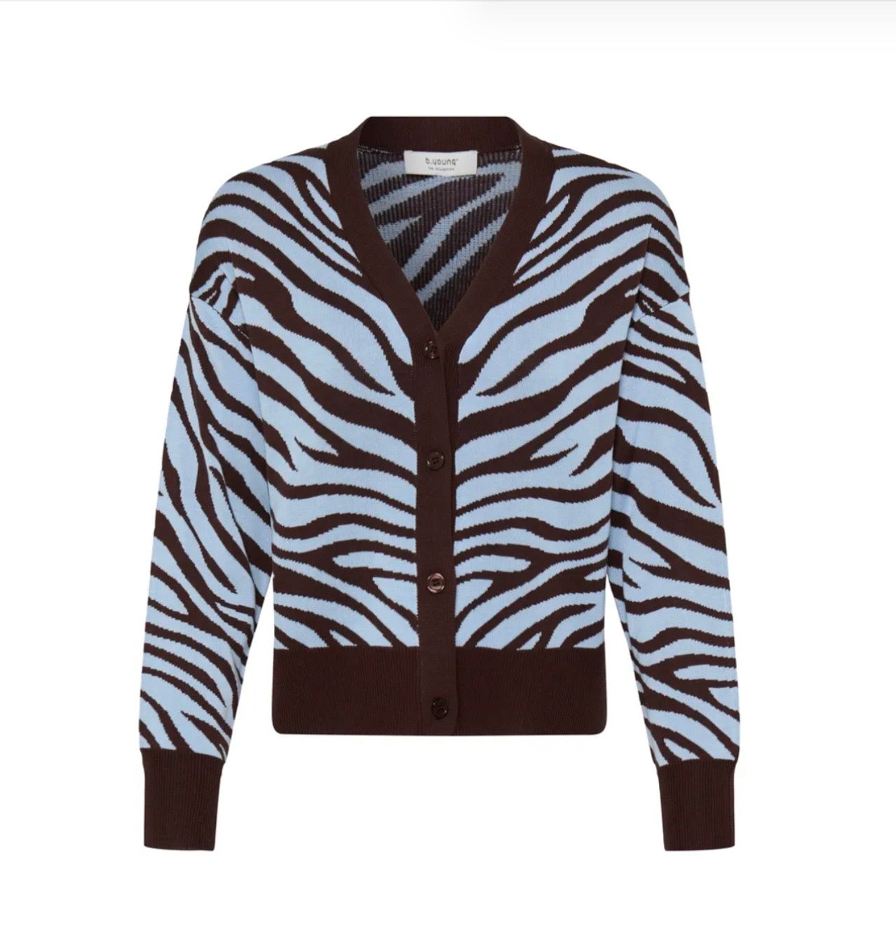 Ailie Jacquard Cardigan | Chocolate & Blue