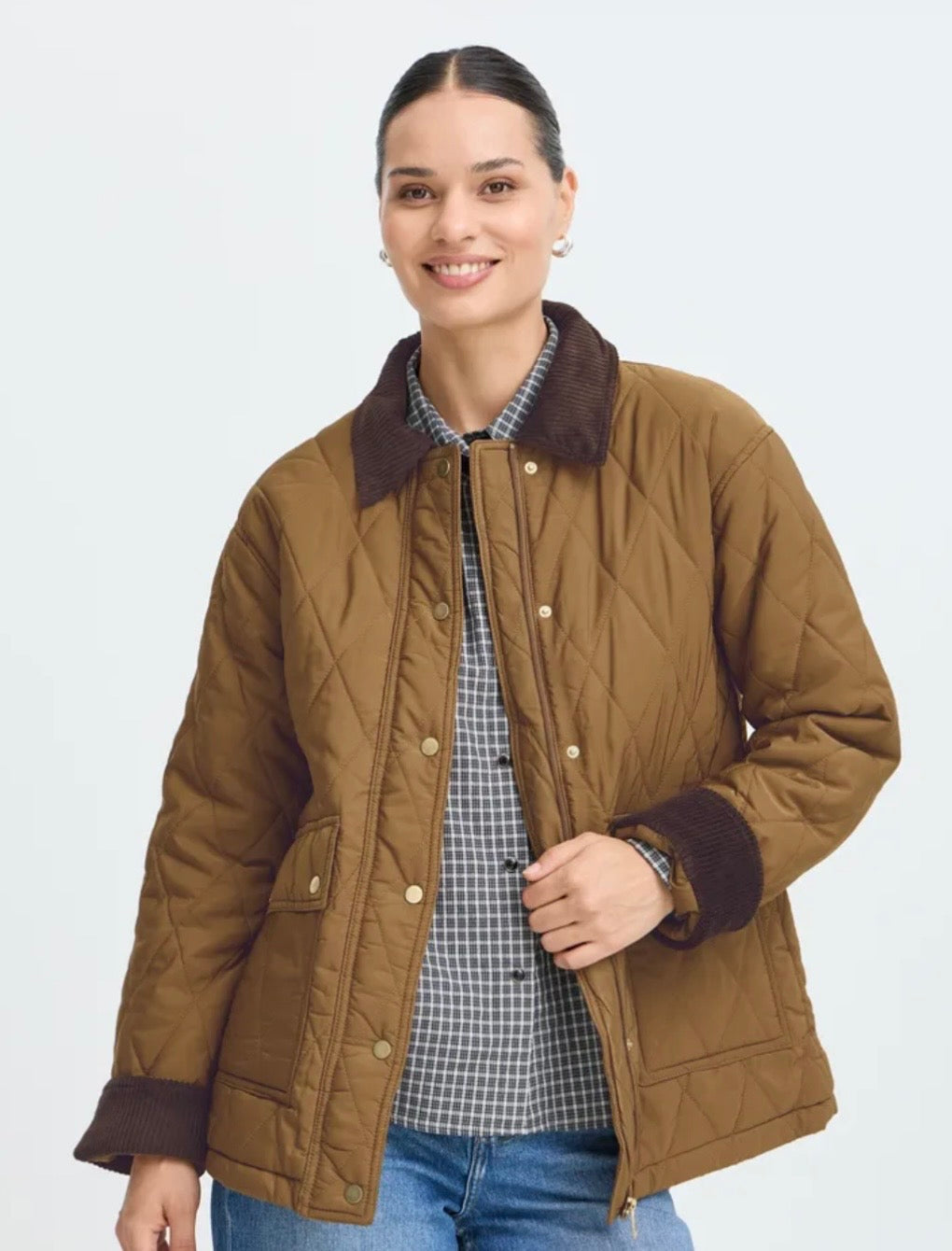 Lorna Quilted Jacket | Caramel & Chocolate