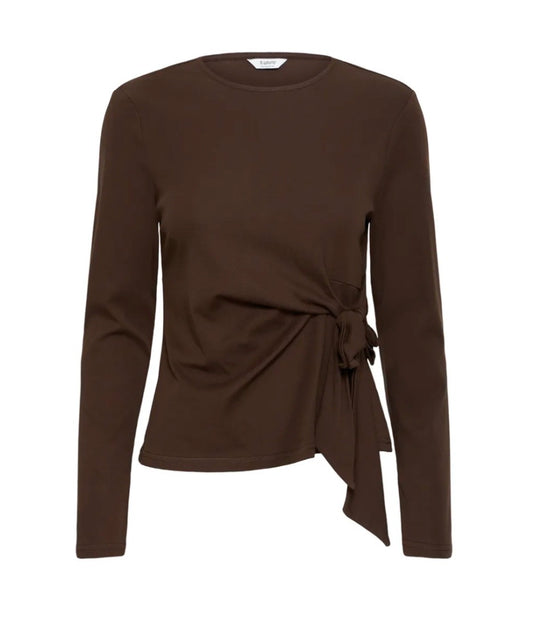 Monica Tie Lost Sleeved Top | Chocolate